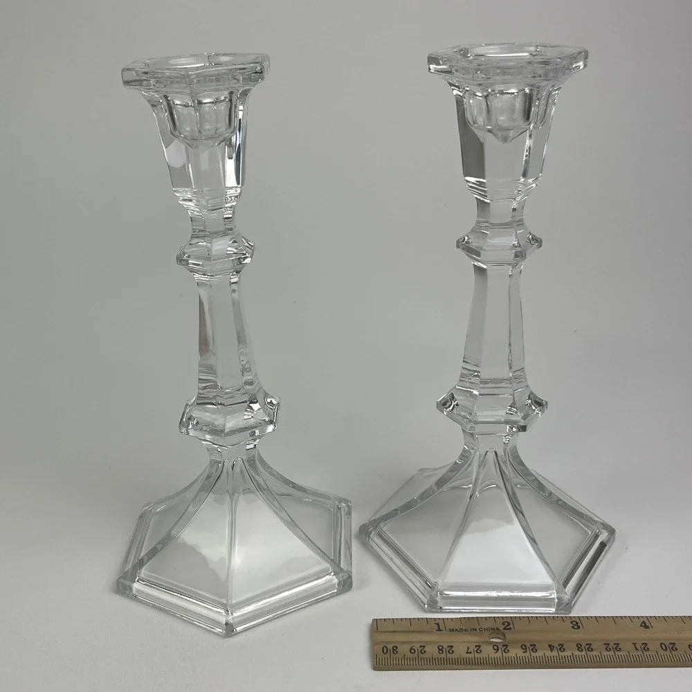Lenox Crystal Candlestick Tapered Holder Set of 2 Tabletop Centerpiece 8